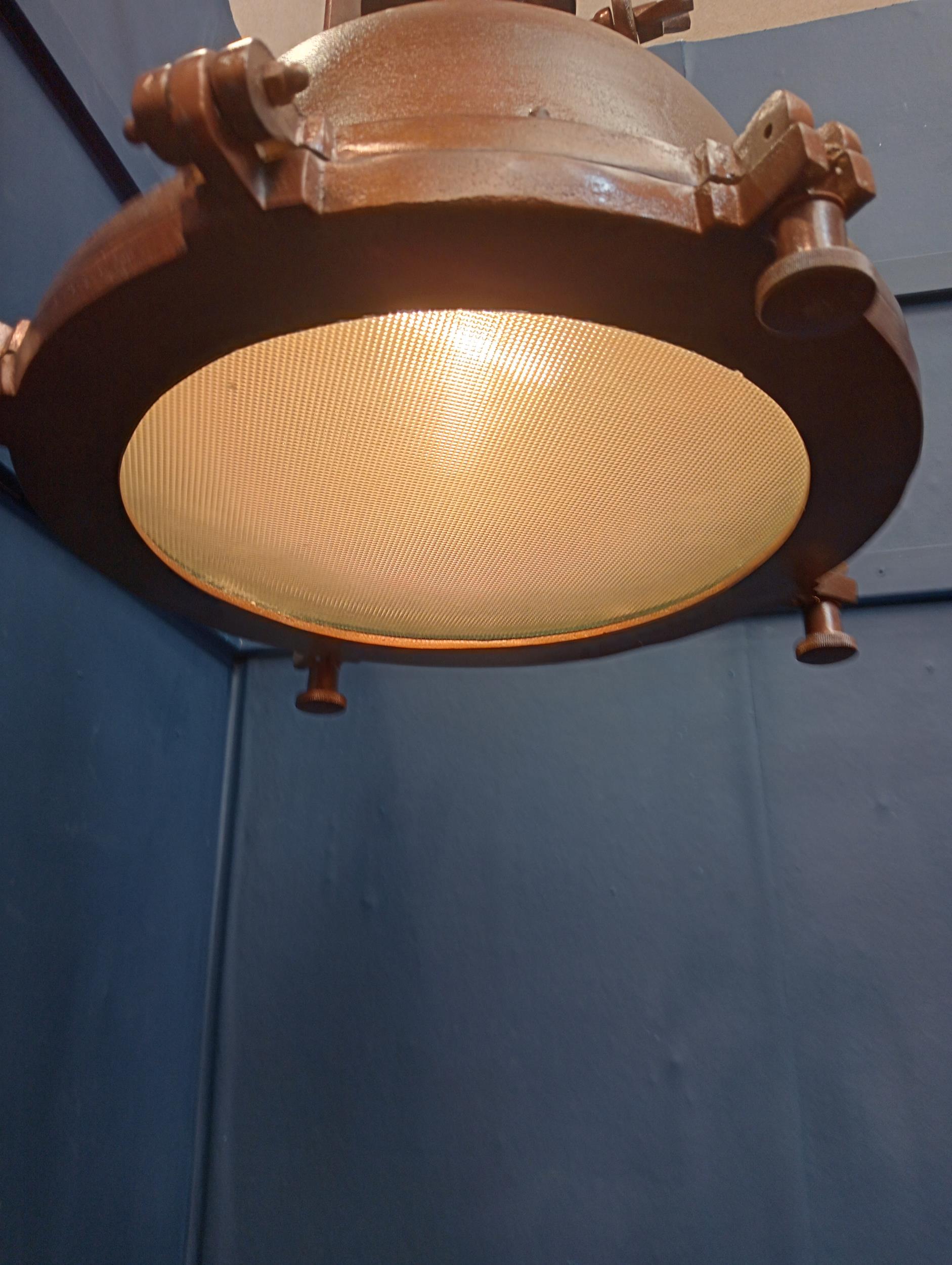 Industrial copper pendant light. {Drop H 128cm x Dia 50cm}. - Image 2 of 3