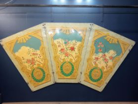 Collection of three carousel hand painted panels {Each panel H 157cm x W 125cm down to W 65cm x D