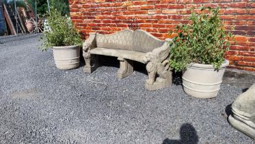Pair of composition planters decorated with rosettes {55 cm H x 65 cm Dia}.(not available to view in