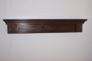19th C. carved mahogany door head. {H 20cm x W 122cm x D 15cm }.