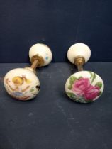 Two pair of floral girl porcelain brass door knobs {Dia 5cm x D 15cm}.