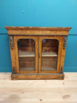 Good quality 19th C. French burr walnut and inlaid side cabinet with ormolu mounts and two glazed