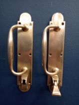 Pair of brass latch door handles {H 27cm x W 8cm x D 5cn }.