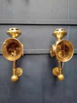 Pair of brass carriage lamps. {H 52cm x W 17cm x D 28cm }.