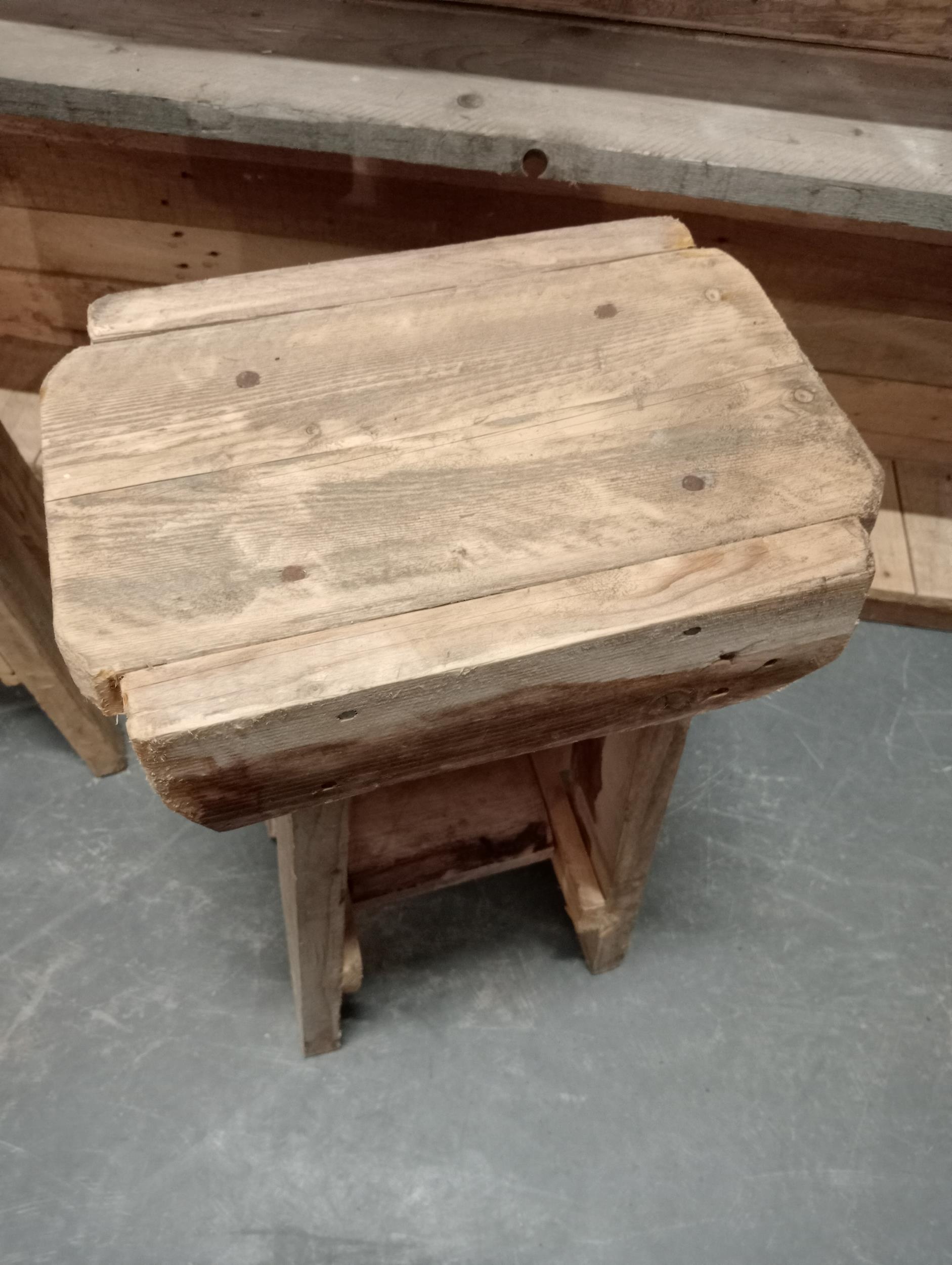 Pair of reclaimed wood high bar stools {H 71cm x W 42cm x D 29cm }. - Image 2 of 3