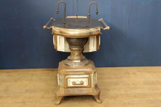 Late 19th C. enamelled cast iron barge stove.
