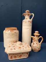 Four piece vintage pottery kitchen set pottery by Fosters Vintage {H 36cm down to H 11cm }.