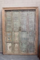 19th C. Linen fold double doors with shutter and complete frame {H 228cm x W 170 cm}.