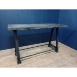 Cast iron industrial table with solid slate top {H 103cm x W 180cm x D 73cm }.