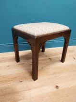 19th C. mahogany stool with inset upholstered seat in the Chippendale style {47 cm H x 53 cm W x