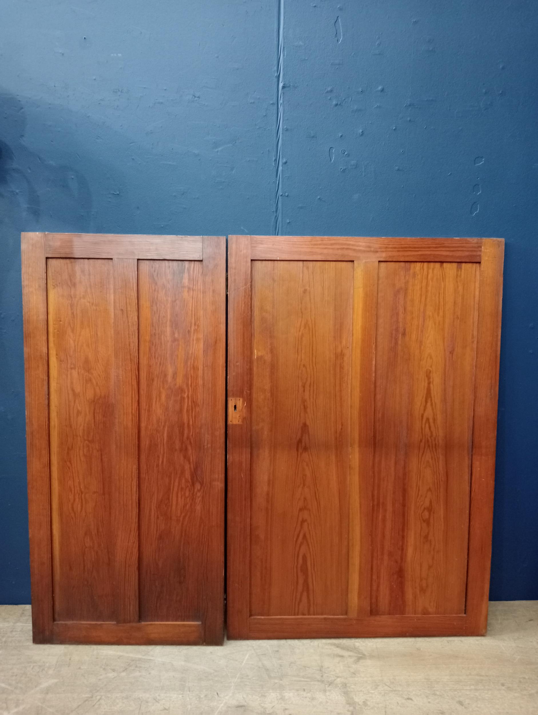 Pair of pine panelled doors {H 122cm x W 138cm x D 3cm }. - Image 2 of 2