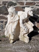 Composition Gargoyle figures of Man and Lady {H 75cm x W 58cm x D32cm }.