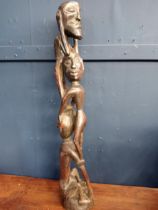 carved wooden totem sculpture. {H 70cm x W 14cm x D 14cm }.