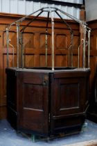 Unusual 19th C. oak and brass ticket booth. {H 220cm x W 157cm x 157cm }.