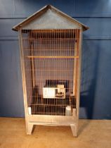 Large metal floor bird cage {H 188cm x W 93cm x D 68cm B12C12+B12+C12}.