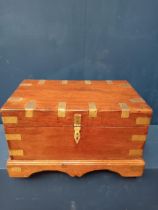 Victorian mahogany and brass bound jewellery box {H 27cm x D 48cm }.