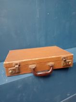 Leather briefcase with fitted interior. {H 8cm x W 41cm x D 26cm }.