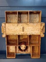Freestanding Industrial open shelved wooden cabinet. {H 143cm x W 131cm x D 32cm}.