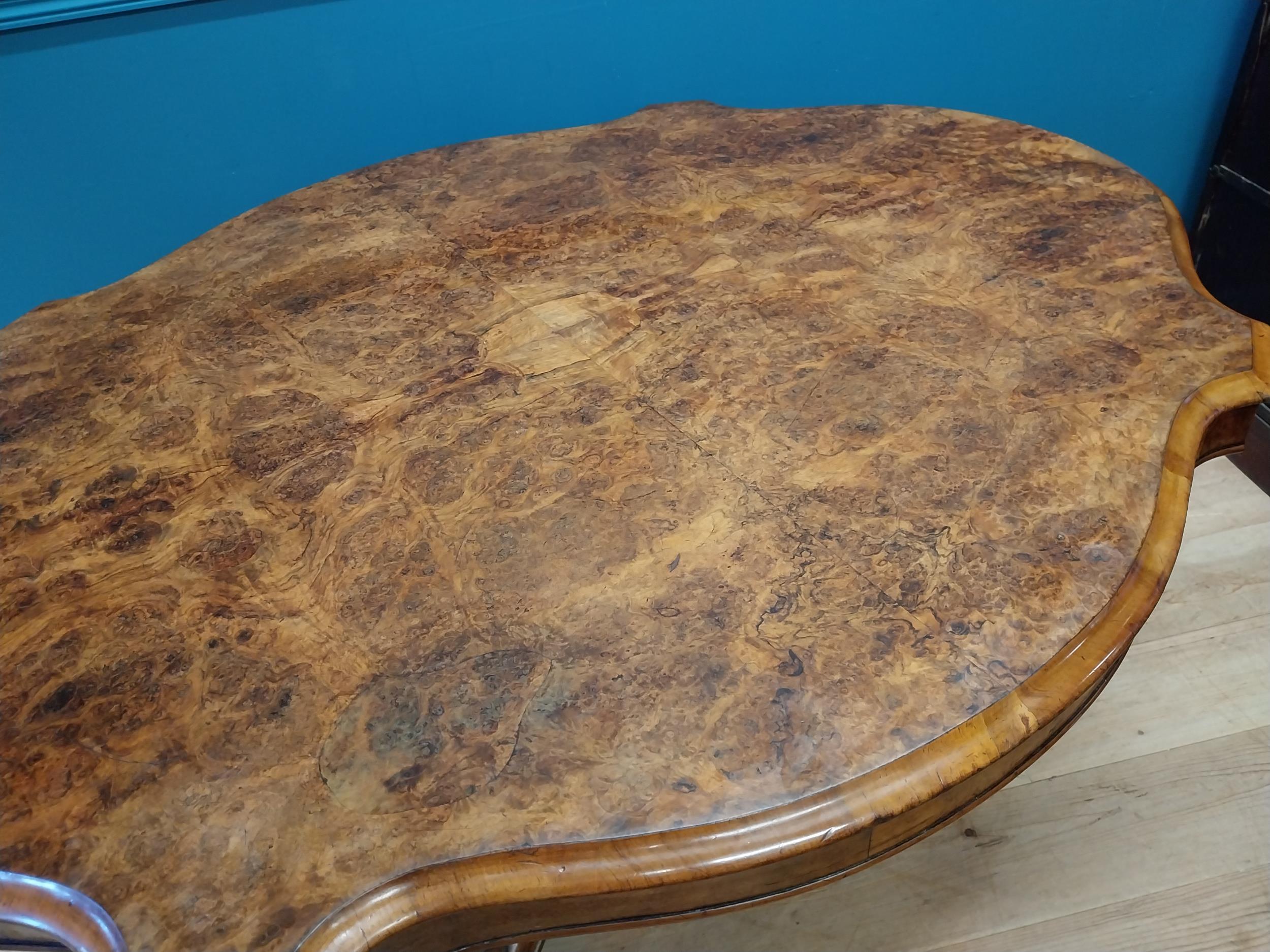 Good quality Victorian burr walnut tilt top centre table raised on turned column and four outswept - Image 3 of 7