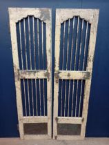 Pair of teak and metal spindle doors {H 175cm x W 93cm x D 4cm }.