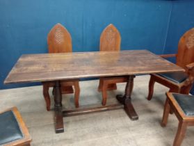 Oak refectory table {H 75cm x W 182cm x D 84cm }.