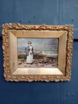 Two framed print - Lady by the sea and Lady walking in Wood {H 25cm x W 30cm}.