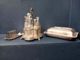 Silver plated cruet set - butter dish and toast rack
