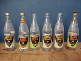 Six Robinsons Squash original advertising bottles {H 29cm x Dia 8cm}.