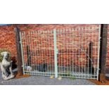 Pair of wrought iron entrance gates decorated with spear finials {195 cm H x 325 cm W}.(not