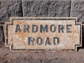 Ardmore Road Irish cast iron street sign {H 34cm x W 74cm}.