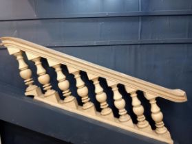19th C. oak stair rail with eight turned balustrades {H 61cm x W 226cm x D 22cm}.