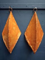 Pair of goatskin shades {H 50cm x W 22cm x D 12cm}.