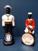 Pair of decorative rum bottles - Calypso and Barbados {H 26cm }.