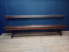 19th C. oak and metal railway bench {H 85 x W 255 x D 36 }.