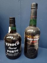 Two bottles of vintage port Cockburn's special reserve and Tinoco Tawny port {75CL in size}.