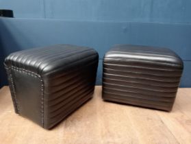 Pair of ribbed leather low stools {H 38cm x W 46cm x D 36cm}.
