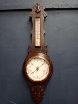 Victorian oak Barometer {H 96cm x W 30cm x D 8cm }.