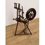 19th C. Oak spinning wheel . {H 115cm x W 58cm x L 68cm}.