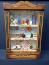 Chemist - Pharmacy glazed dispensing wall cabinet. {H 95cm x W 58cm x D 16cm}.