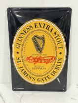 Guinness extra stout label tin plate advertising sign {H 30cm x W 20cm}.