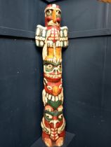 Resin Indian style totem pole {H 130cm x W 30cm x D 18cm}.