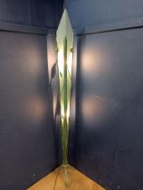 Retro green metal floor lamp with frosted glass {H 172cm x w 15cm }.