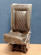 Morse controls Ltd upholstered leather helicopter seat. {H 109cm x W 44cm x D 53cm }.