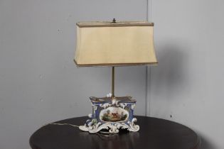 Capodimonte table lamp with shade {H 46cm x W 33cm x D 20cm}.