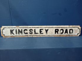 19th C. Kingsley Road cast iron street sign {H 15cm x W 105cm }.