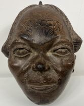 Early 19th C. Hand carved ebony mask. {H 40cm x W 30cm x D 23cm }.