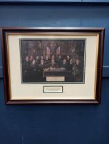 Artists depiction framed print of the sixteen executed leaders of 1916 rising {H 36cm x W 46cm}.