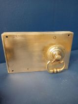 Brass door lock-pull {H 13cm x W 20cm x D 3cm }.