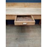 Irish scrubbed pine server with single drawer in frieze on four square legs. {H 97cm x W 180cm x D