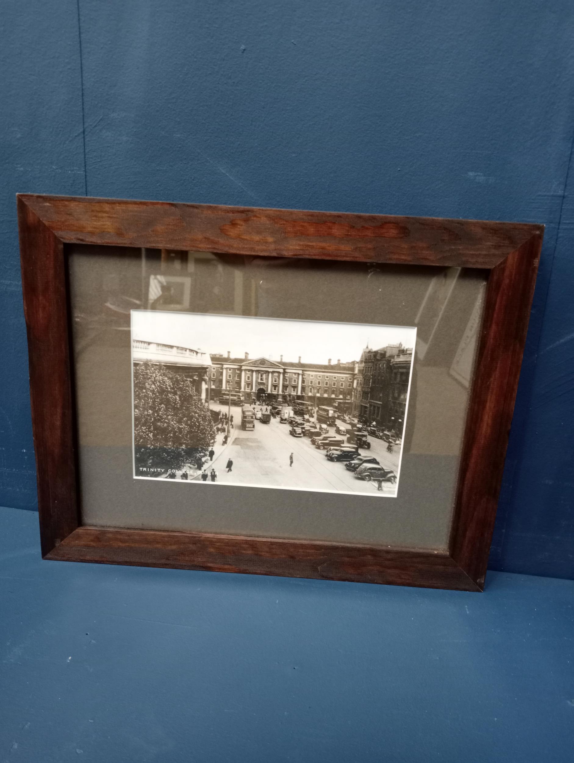 Framed black and white print of Trinity college Dublin print {H 30cm x W 38cm}.